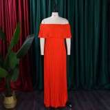 EVE Plus Size Solid Color Off Shoulder Long Dress GCZF-8594