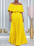 EVE Plus Size Solid Color Off Shoulder Long Dress GCZF-8594