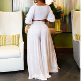 EVE Plus Size Solid Color Short Sleeve Loose 2 Piece Set GCZF-8493