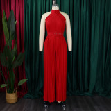 EVE Plus Size Solid Color Sleeveless Wide Leg Jumpsuit GCZF-8588
