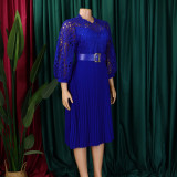EVE Plus Size Lace Crochet Hollowed Out Midi Dress GCZF-8595