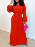 EVE Plus Size Solid Color Long Sleeve Loose Jumpsuit GCZF-8596