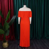 EVE Plus Size Solid Color Off Shoulder Long Dress GCZF-8594
