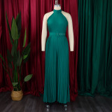 EVE Plus Size Solid Color Sleeveless Wide Leg Jumpsuit GCZF-8588