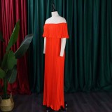 EVE Plus Size Solid Color Off Shoulder Long Dress GCZF-8594
