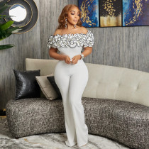 EVE Plus Size Off Shoulder Solid Color Jumpsuit GCZF-8593