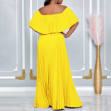EVE Plus Size Solid Color Off Shoulder Long Dress GCZF-8594