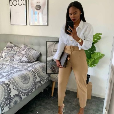EVE Plus Size Casual Slim Solid Color Trouser GCZF-P01A-C2