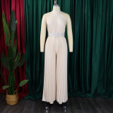 EVE Plus Size Solid Color Sleeveless Wide Leg Jumpsuit GCZF-8588
