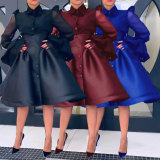 EVE Plus Size Mesh Patchwork Shirt Two Piece Skirts Set NY-10918