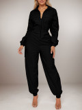 EVE Long Sleeve Solid Color Loose Jumpsuit GWDS-241015