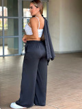 EVE Solid Color Long Sleeve Shirt Pants 2 Piece Set GWDS-240782
