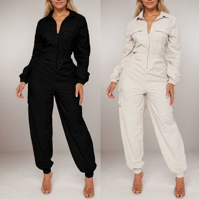 EVE Long Sleeve Solid Color Loose Jumpsuit GWDS-241015