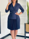 EVE Plus Size Solid Color Press Pleated Midi Dress GATE-543