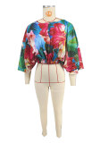EVE Fashion Print Bat Long Sleeve Tops XHXF-436