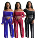EVE One Shoulder Long Sleeve Two Piece Pants Set GFDY-1315