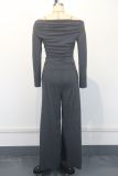 EVE One Neck Off Shoulder Pleated Two Piece Pants Set GWDS-241003