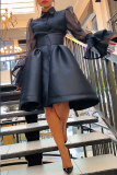 EVE Plus Size Mesh Patchwork Shirt Two Piece Skirts Set NY-10918
