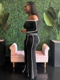 EVE One Shoulder Long Sleeve Two Piece Pants Set GFDY-1315