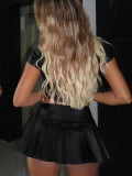 EVE Fashion Pleates PU Leather Mini Skirts ANDF-2434