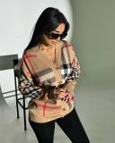 EVE Plaid Print Long Sleeve Knits Coat GYSF-4073