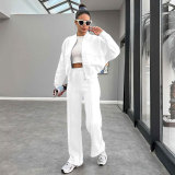 EVE Solid Color Padded Zipper Coat Pants Suit SSNF-211472