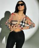 EVE Plaid Print Long Sleeve Knits Coat GYSF-4073