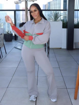 EVE Color Block Drop-shoulder Two Piece Pants Set GDYF-6696