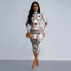 EVE Sexy Print Long Sleeve Slim Maxi Dress BY-6936