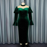 EVE Plus Size Beaded Long Sleeve Party Dress GKEN-040725