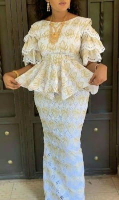 EVE Plus Size Embroidered Lace Long Skirts Two Piece Set GXYY-8259
