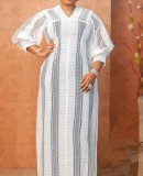 EVE Plus Size V Neck Mesh Loose Maxi Dress GXYY-8249