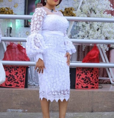 EVE Plus Size Lace Puff Sleeve Mesh Maxi Dress GXYY-8284