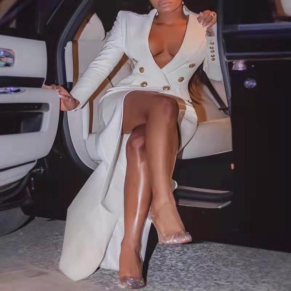 EVE Plus Size Solid Color Long Sleeve Wind Coat GXYY-7083