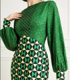EVE Print Long Sleeve Long Dress GXYY-8243
