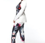 EVE Plus Size Print Blazer Coat And Pants 2 Piece Set GXYY-8197