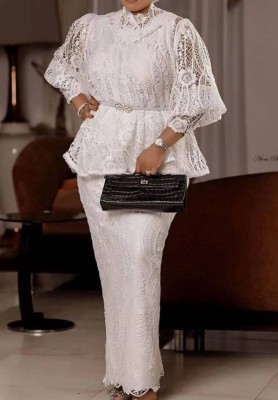 EVE Plus Size Lace Lace Long Sleeve Tops Long Skirt Suit GXYY-8176