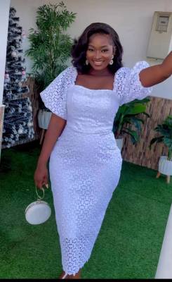 EVE Plus Size Lace Solid Hollow Out Slim Maxi Dress GXYY-8193