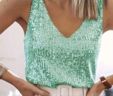 EVE Plus Size Sequin V Neck Vest Tops GXYY-8370