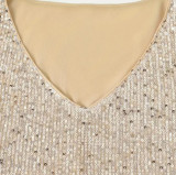 EVE Plus Size Sequin V Neck Vest Tops GXYY-8370
