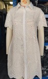 EVE Plus Size Lace Hollot Out Shirt Dress GXYY-8340