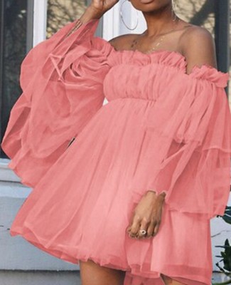 EVE Plus Size Solid Color One Shoulder Midi Dress GXYY-6048