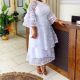 EVE Plus Size Mesh Lace Flare Sleeve Long Dress GXYY-8290