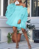 EVE Plus Size Solid Color One Shoulder Midi Dress GXYY-6048