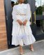 EVE Plus Size Ruffled Chiffon Print Long Sleeve Maxi Dress GXYY-6096