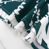 EVE Slash Shoulder Ruffles Print Long Dress GYLY-10568