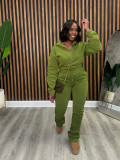 EVE Zipper Padded Sweatshirt Lace-Up Pants Sweatsuit SFY-605