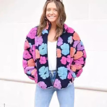 EVE Vintage 3D Flowers Loose Zipper Cardigan Coat GMJL-0050