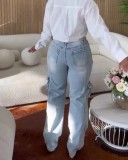 EVE Fashion Washed Hot Drill Hollow Out Jeans OD-8715