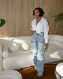 EVE Fashion Washed Hot Drill Hollow Out Jeans OD-8715